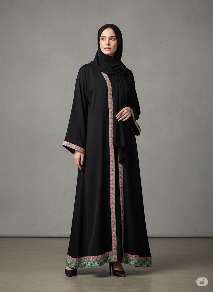 Haya lace abaya-Upper style (without inner)-Color:Brown,Shocking-Pink,Tea-pink,Green,Orange