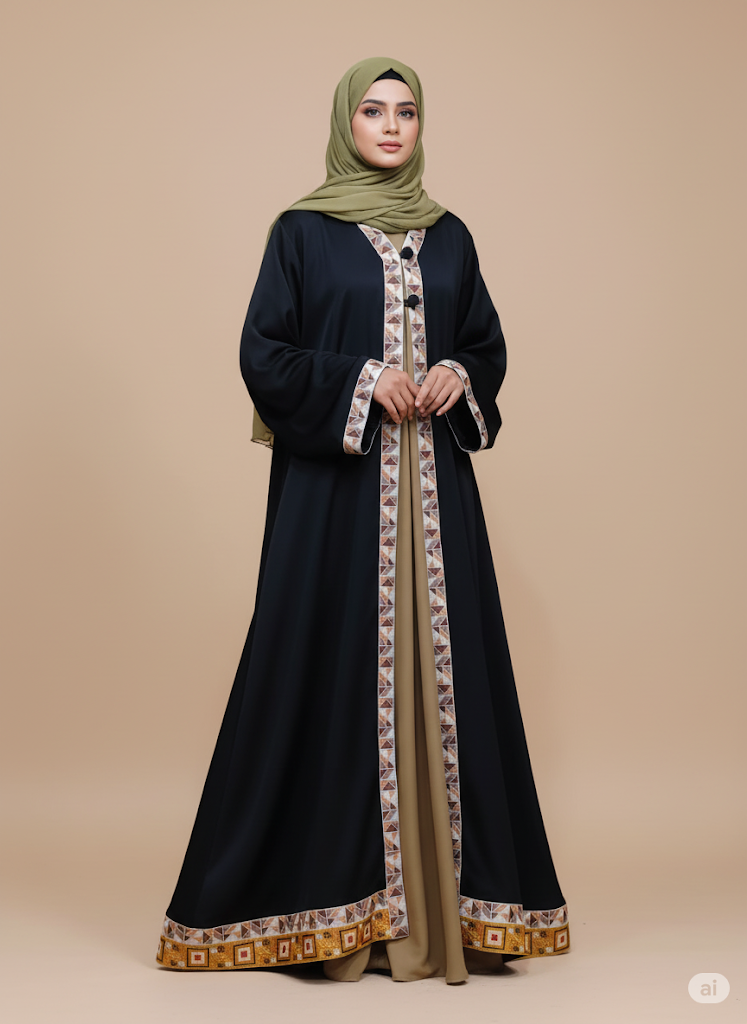 Haya lace abaya-Upper style (without inner)-Color:Brown,Shocking-Pink,Tea-pink,Green,Orange