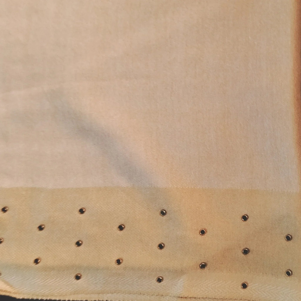 Stone-Studded Silk Lawn Stoler | Elegant Border Scarf