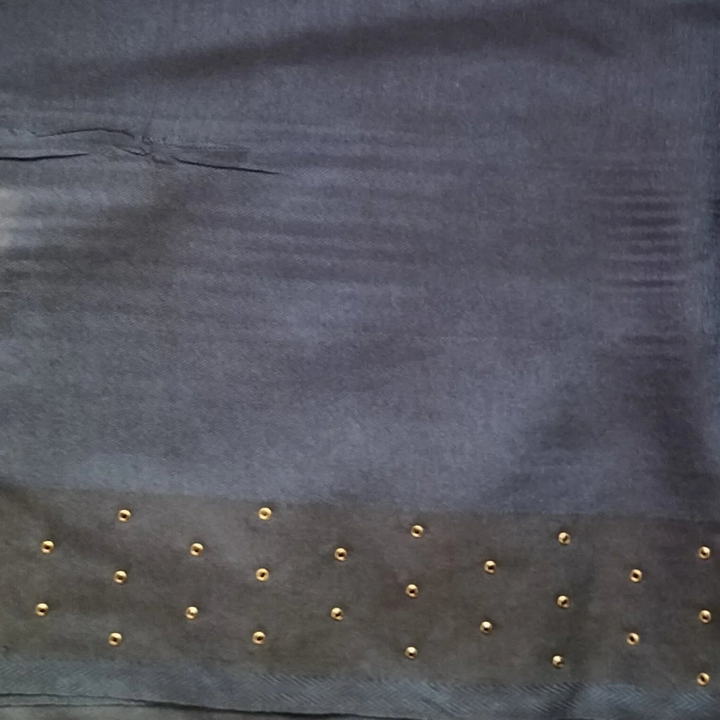 Stone-Studded Silk Lawn Stoler | Elegant Border Scarf