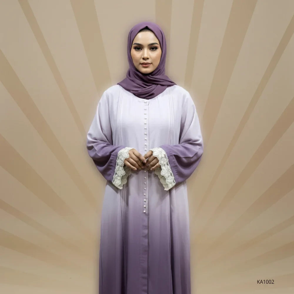 Indigo Pearl Abaya-Front-Open style-Color: Light and Dark-Indigo