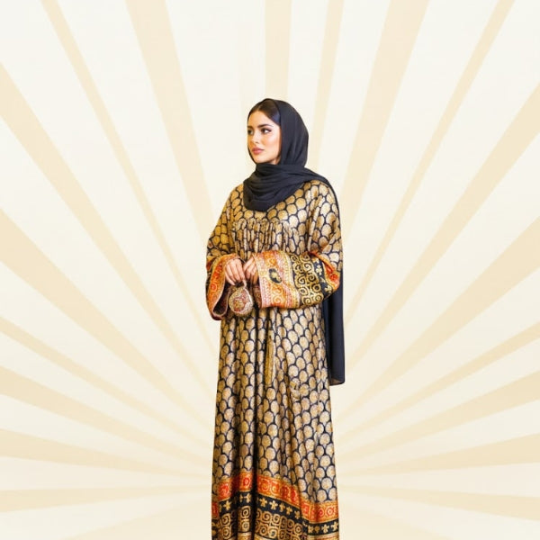 Vintage Mosaic  Abaya Front closed frock style(with dupatta)