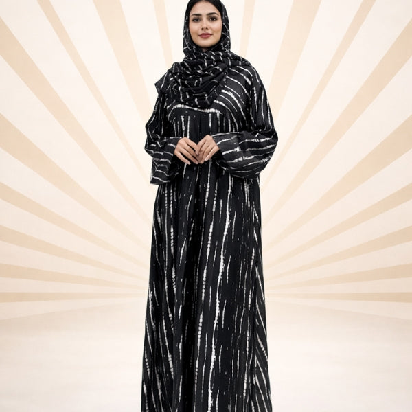 Structured Flow Abaya Front closed style(with dupatta)