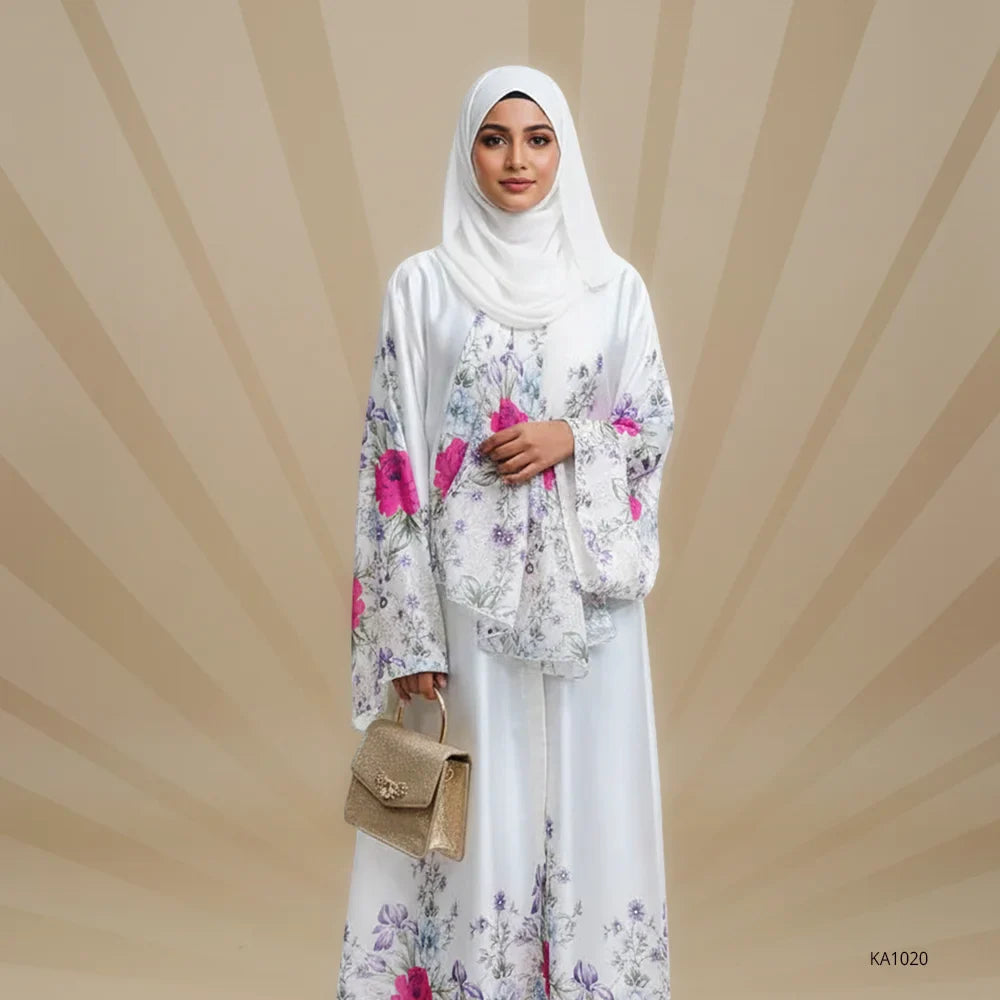 Noor bloom upper abaya--upper style with dupatta(without inner)-Color:White