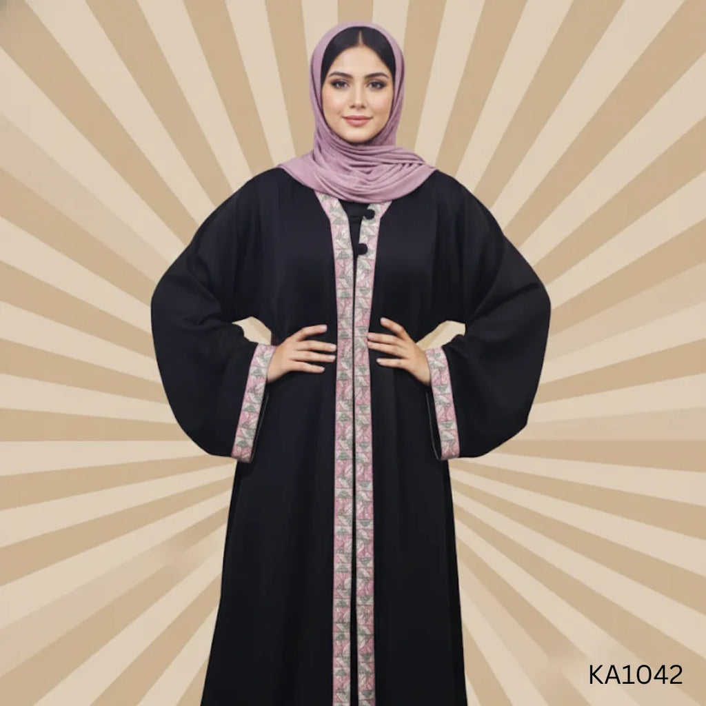 Haya lace abaya-Upper style (without inner)-Color:Brown,Shocking-Pink,Tea-pink,Green,Orange