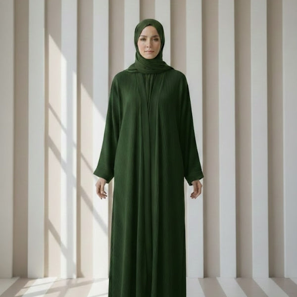 Classic  Plain Abaya-Front open style-Color:Gray,Dark-Green,Magenta