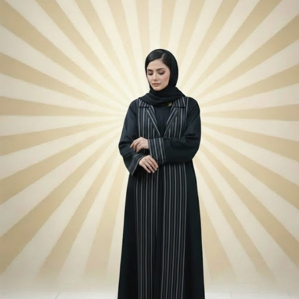 chic long coat Abaya-Coat style upper(without  inner)Color:Black