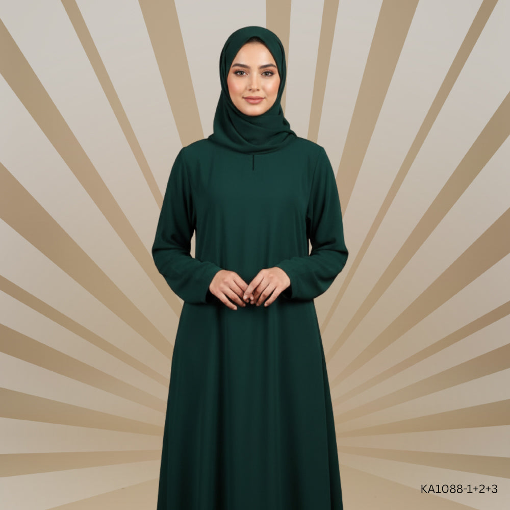 Classic moongia plain abaya-A-line style-Color:Mongia