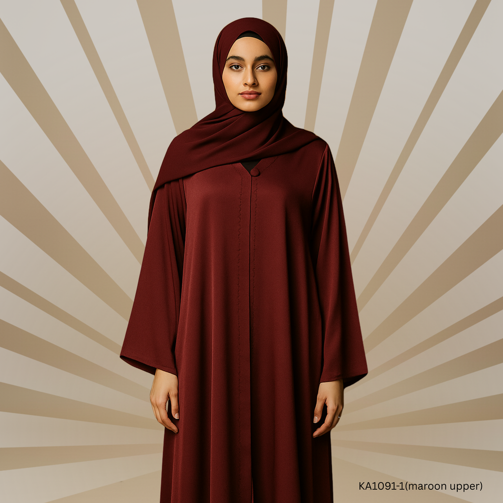 Classic  Plain A-Line Abaya for Women Color:Zinc,Nevy-Blue,Maroon, Indigo,Brown,Tea-Pink,Grey,Mud-Brown,Purple,Dark-Green,Blakish Magenta