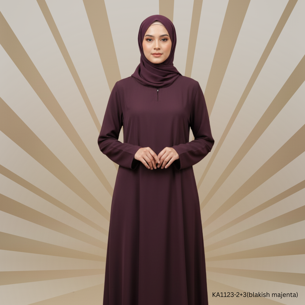 Classic  Plain A-Line Abaya for Women Color:Zinc,Nevy-Blue,Maroon, Indigo,Brown,Tea-Pink,Grey,Mud-Brown,Purple,Dark-Green,Blakish Magenta