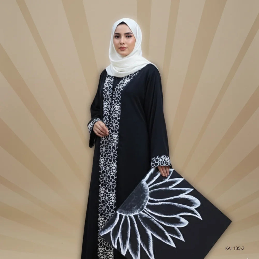 Noir Elegance Abaya-Upper style(without inner)-Color:Black