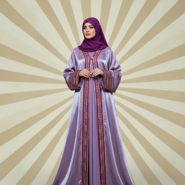 Noor-e-bahar Abaya-Upper Style with inner-Color:Pista,Purple,Gray