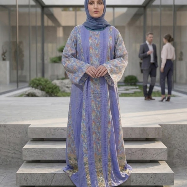 Ocean Breeze Abaya-Front Closed Style-Color:Blue and Green