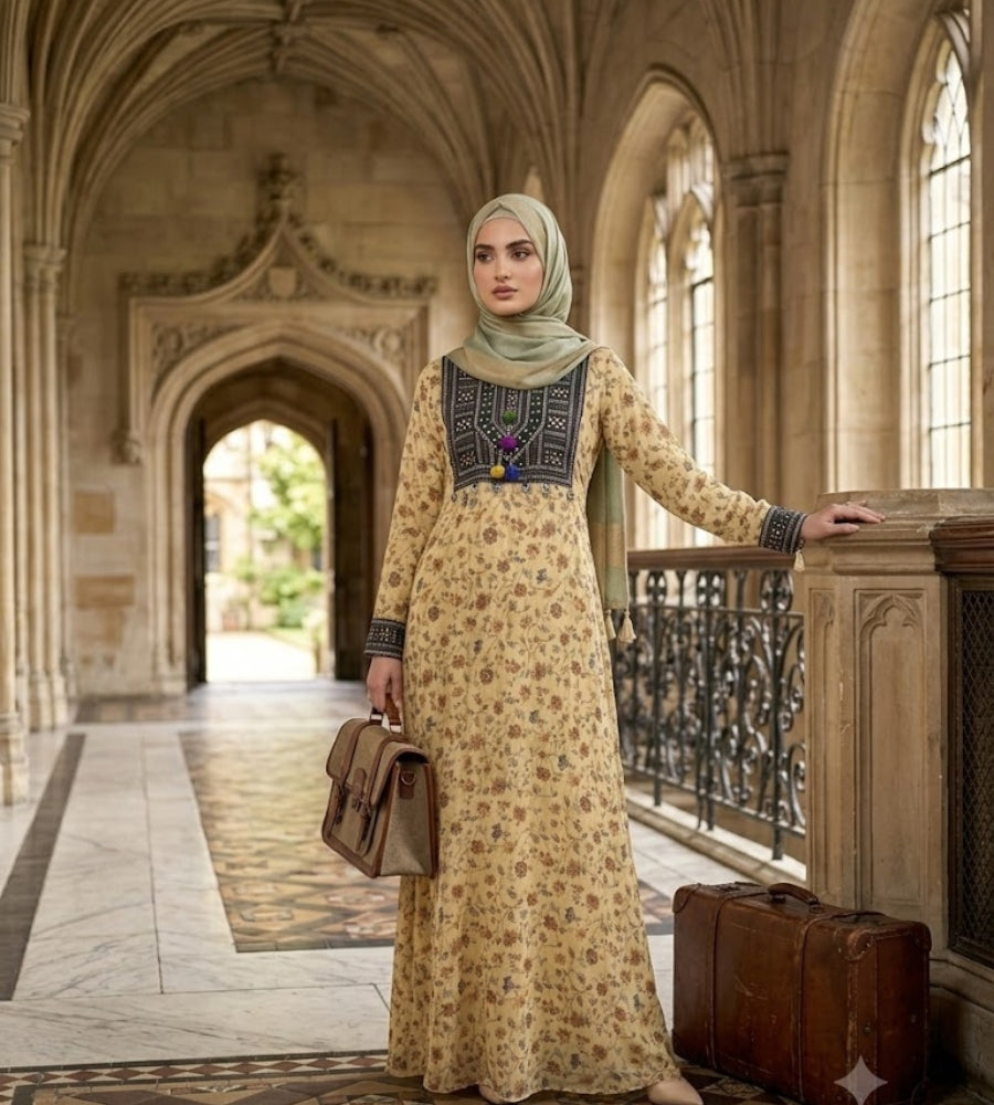 Autumn Abaya|Front Closed Style|Color:Off-White