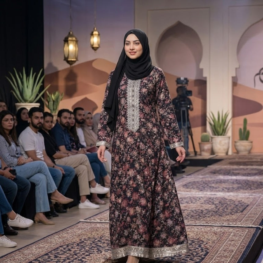 Wardah Abaya|Front Closed Style|Color:Black