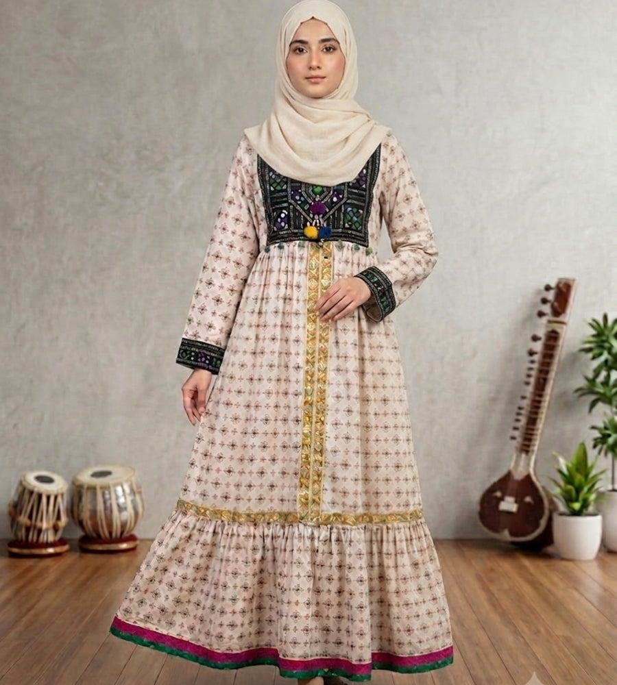 Farasha Abaya|Front Closed Style|Color: Blue,Shocking Pink,Green,Off-White