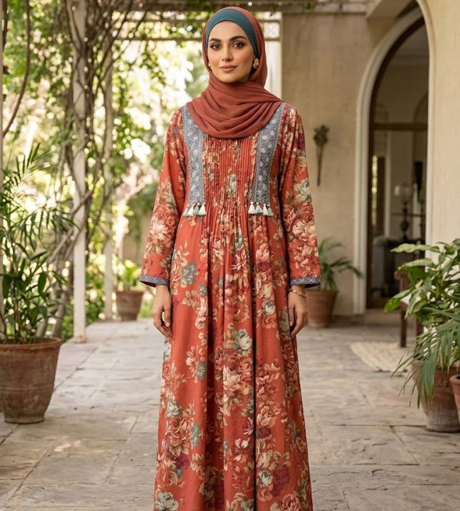 Sahar Abaya|Front Closed Style|Color: Carrot
