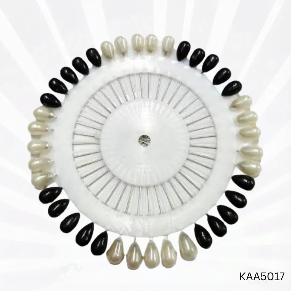 Black & White Pearl-Head Hijab Pins Wheel | Large-Size Secure Hold Pins (Full Wheel)