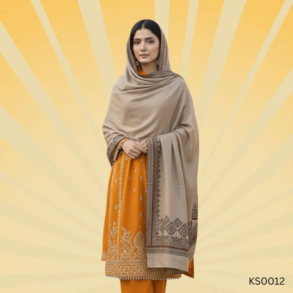Skin Brown Woolenboarder | Jacquard Shawl