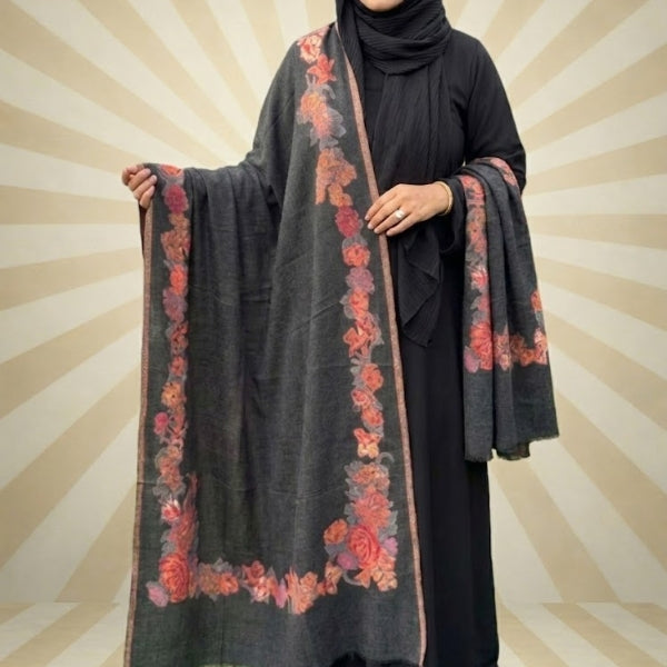 Grace Weave Floral shawl-Colors:Mustard,Black,Skin
