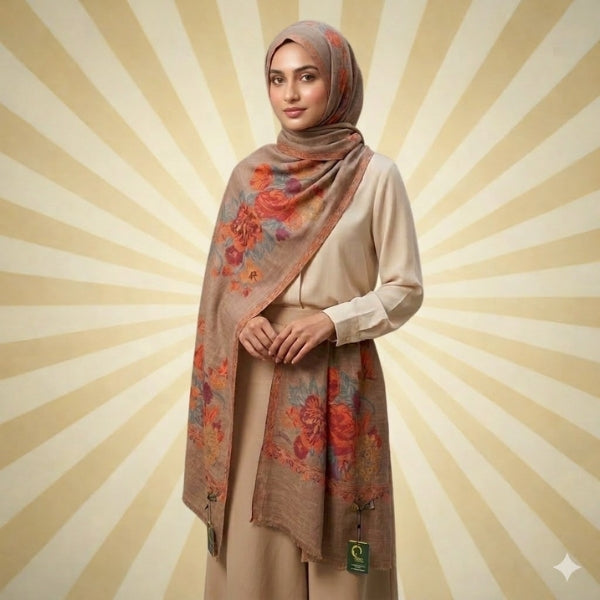 Grace Weave Floral shawl-Colors:Mustard,Black,Skin