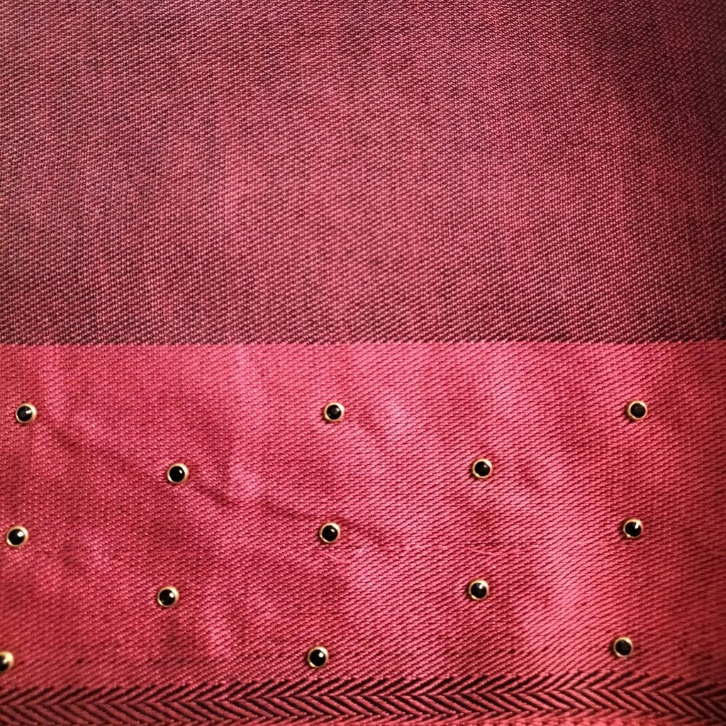 Stone-Studded Silk Lawn Stoler | Elegant Border Scarf