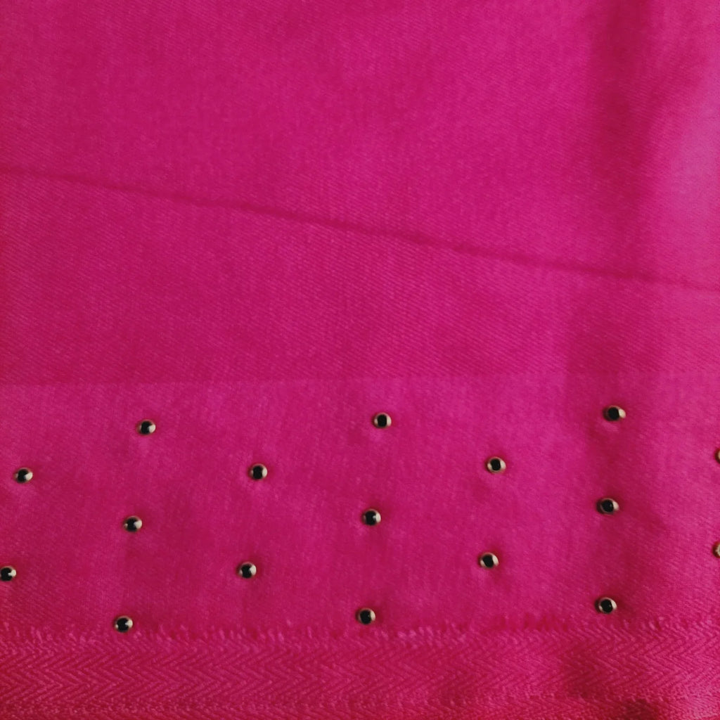 Stone-Studded Silk Lawn Stoler | Elegant Border Scarf