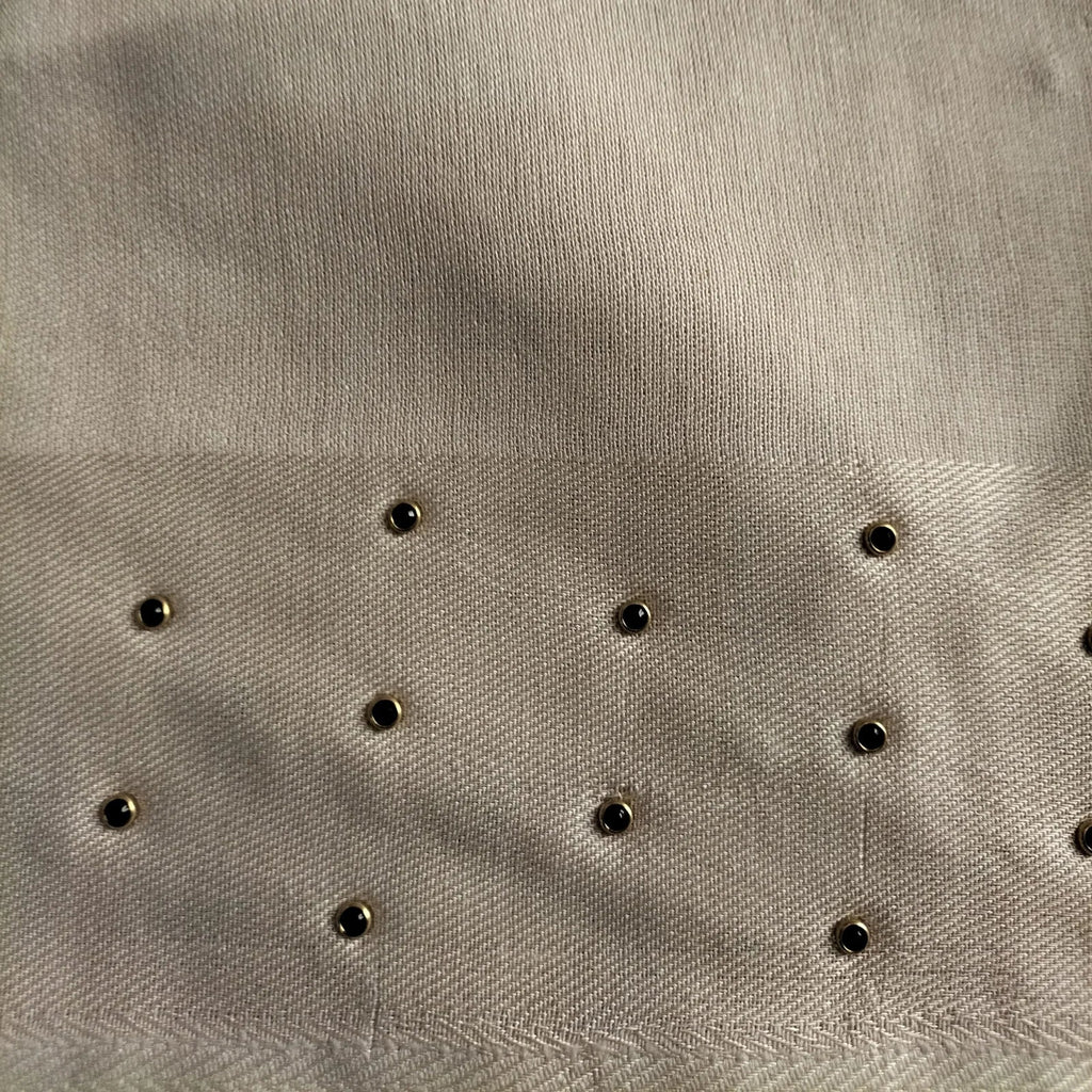 Stone-Studded Silk Lawn Stoler | Elegant Border Scarf