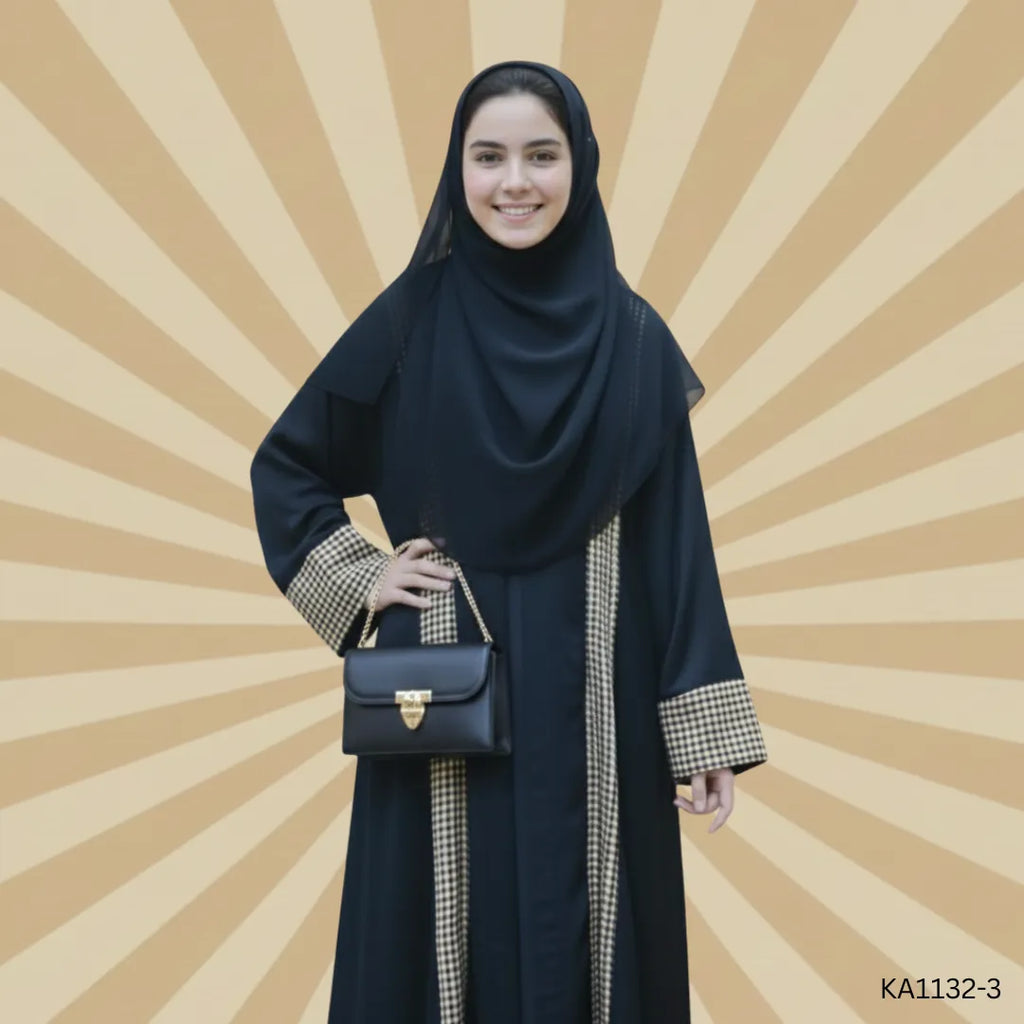 Golden Gleam Abaya-Upper Style(without inner)-Color:Black