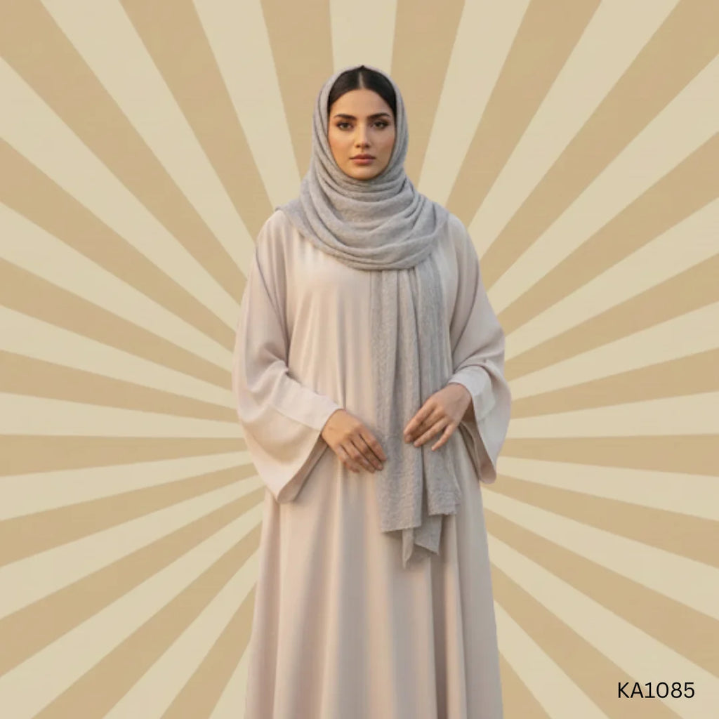 Classic plain abaya-A-line style-Color: Pure Off-White,Pinkish Off-white