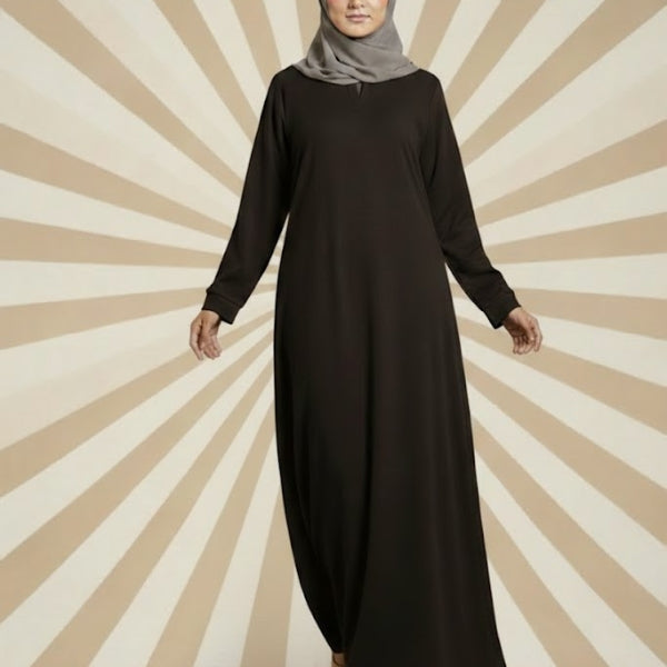 Classic  Plain A-Line Abaya for Women Color:Zinc,Nevy-Blue,Maroon, Indigo,Brown,Tea-Pink,Grey,Mud-Brown,Purple,Dark-Green,Blakish Magenta